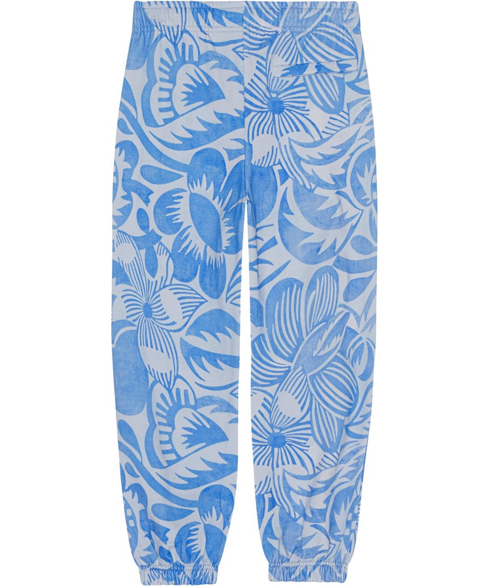 Adan - Charleston Blue - Light blue trousers in organic cotton with a print of abstract flowers