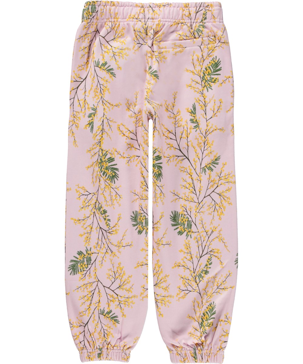 Adan - Mimosa Glow - Light purple organic joggers in all over mimosa print