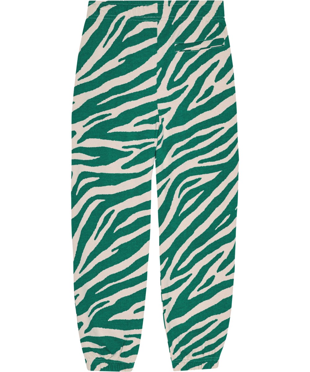 Adan - Zebra Green - Green and off-white zebra-striped sweatpants in organic cotton.