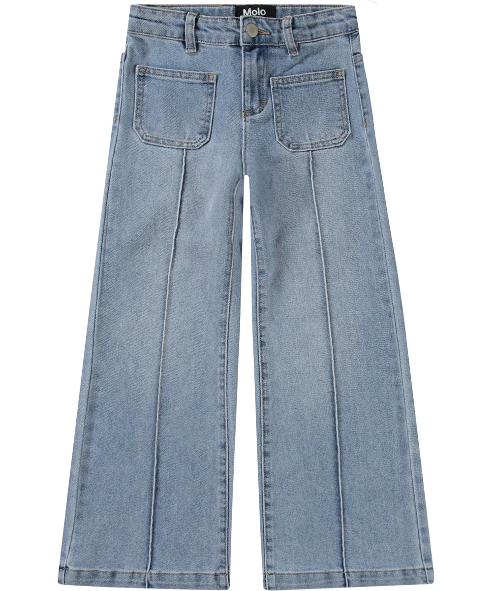 Adina - Light Blue Denim - Blue, flared leg jeans