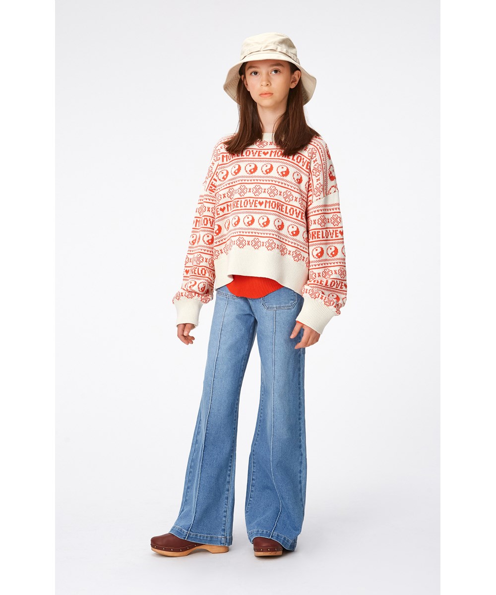Adina - Light Blue Denim - Blue, flared leg jeans