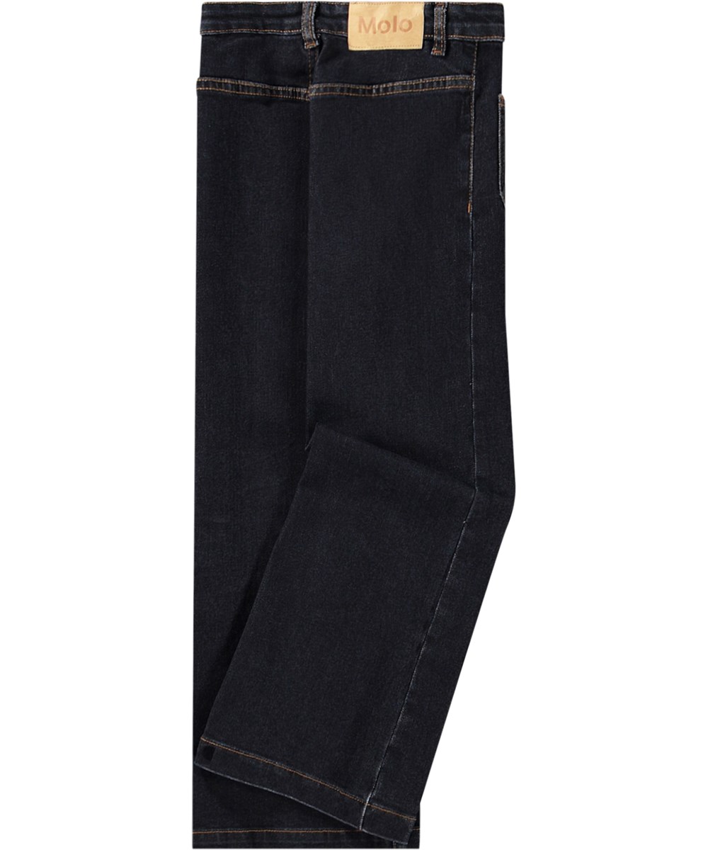 Adina - Raw Blue - Dark blue denim, 70s jeans in organic cotton with stitched crease.
