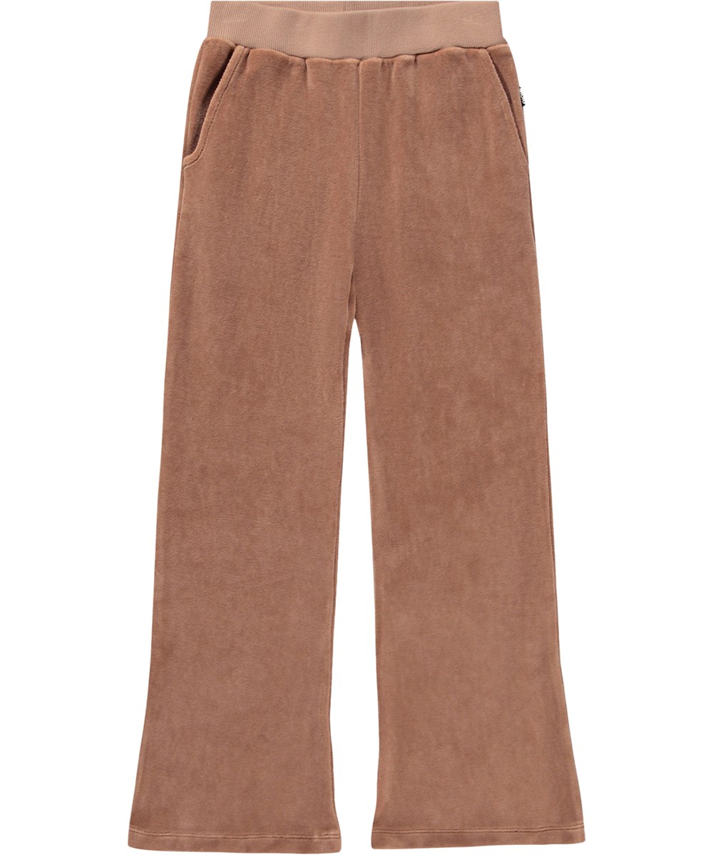 Adoria - Cocoa Bean - Brown trousers for children made of organic cotton velour 