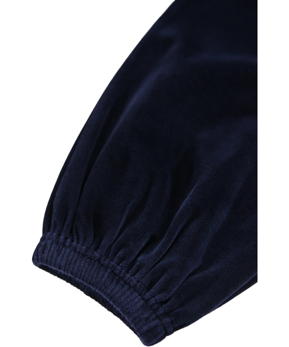 Adriana - Galaxy Blue - Dark blue velvet pants for children made of soft cotton.