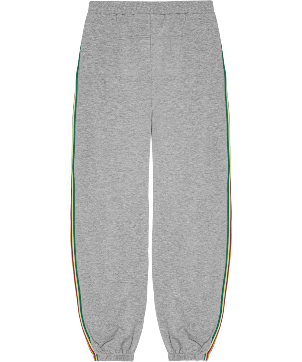 Adriana - Grey Melange - Grey organic cotton jersey trousers with elastic waistband and leg.