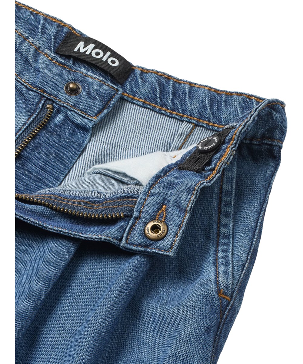 Aeisha - Washed Blue - Wide light blue denim jeans for children