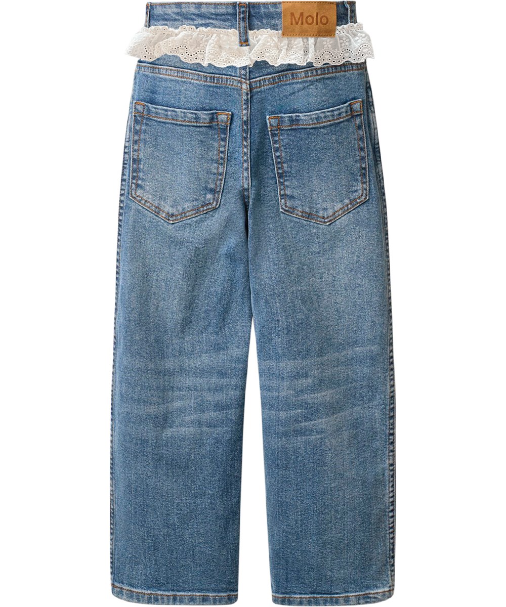 Aiden - Lace Denim - Blue jeans for children made of organic cotton with lace detail  