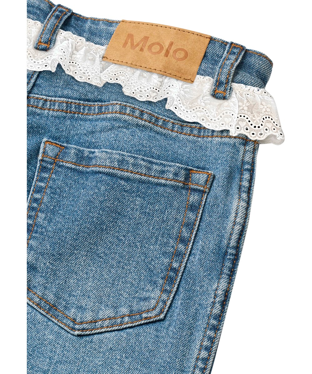 Aiden - Lace Denim - Blue jeans for children made of organic cotton with lace detail  
