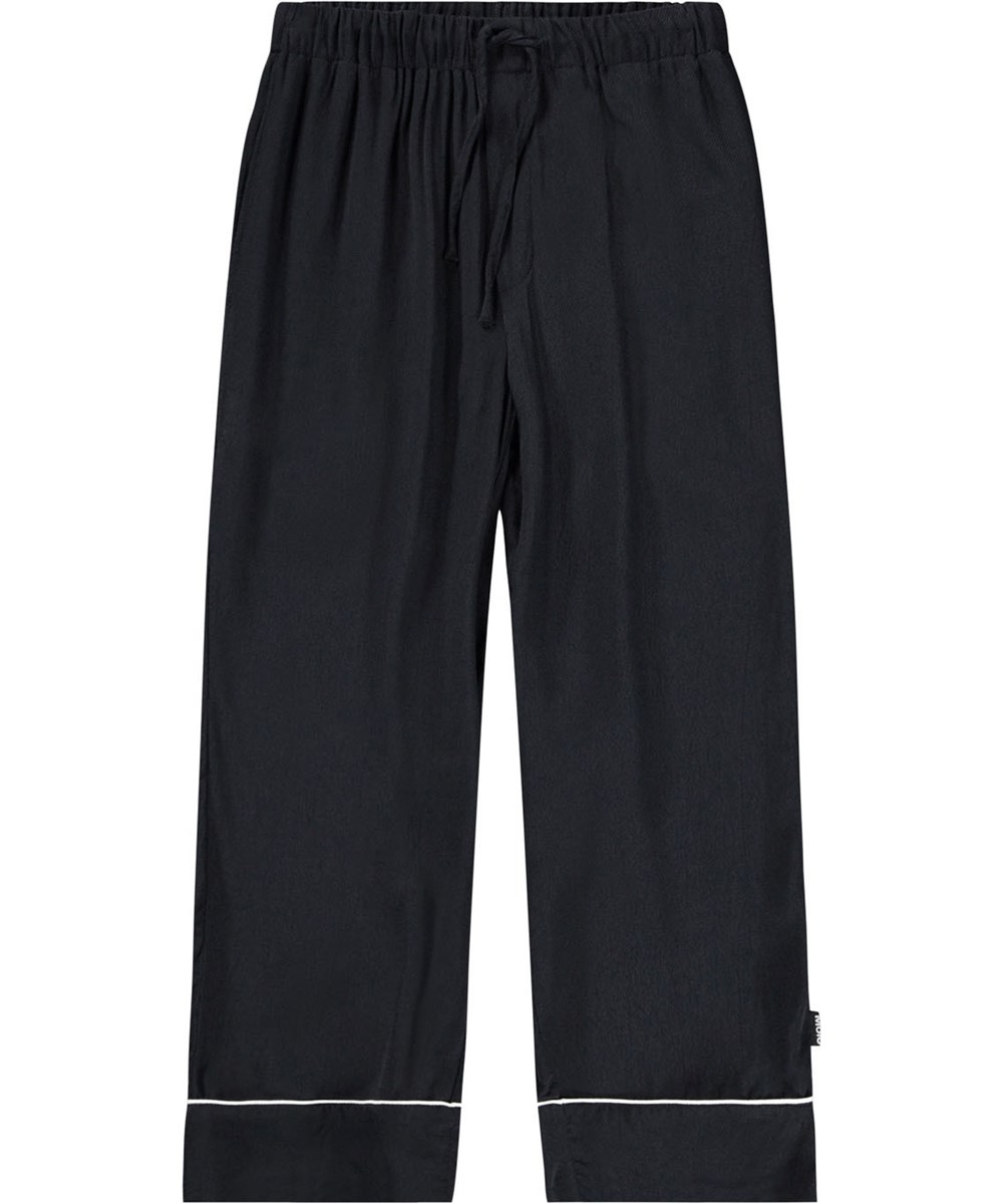 Ala - Black - Soft black pants for children made of viscose with a loose fit in pyjama style.