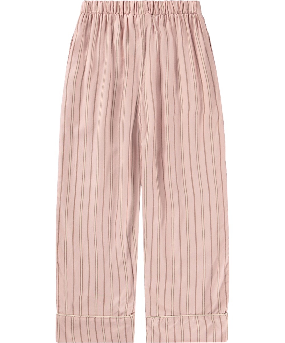 Ala - Blush Bean Stripe - Pink pyjama trousers for children with stripes 
