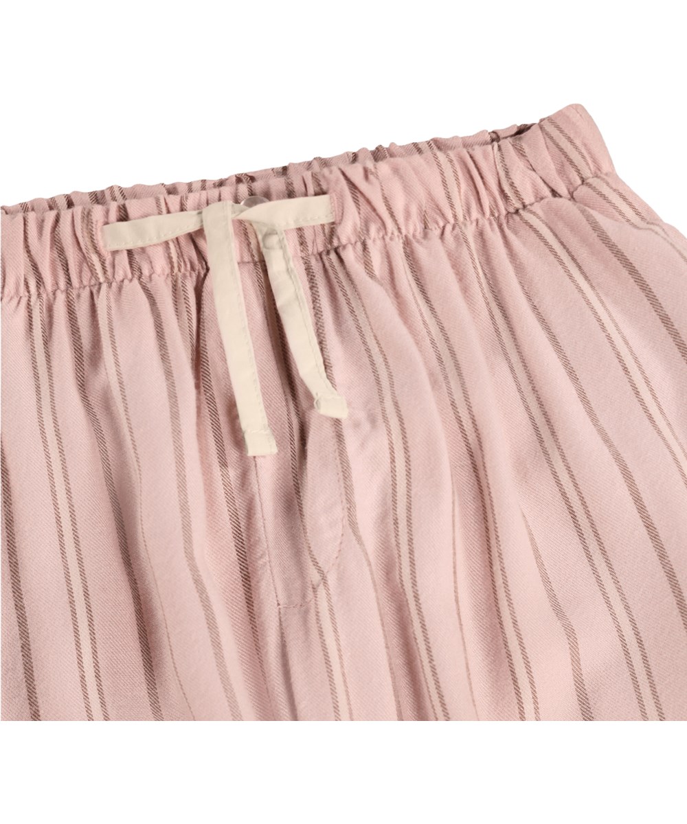 Ala - Blush Bean Stripe - Pink pyjama trousers for children with stripes 