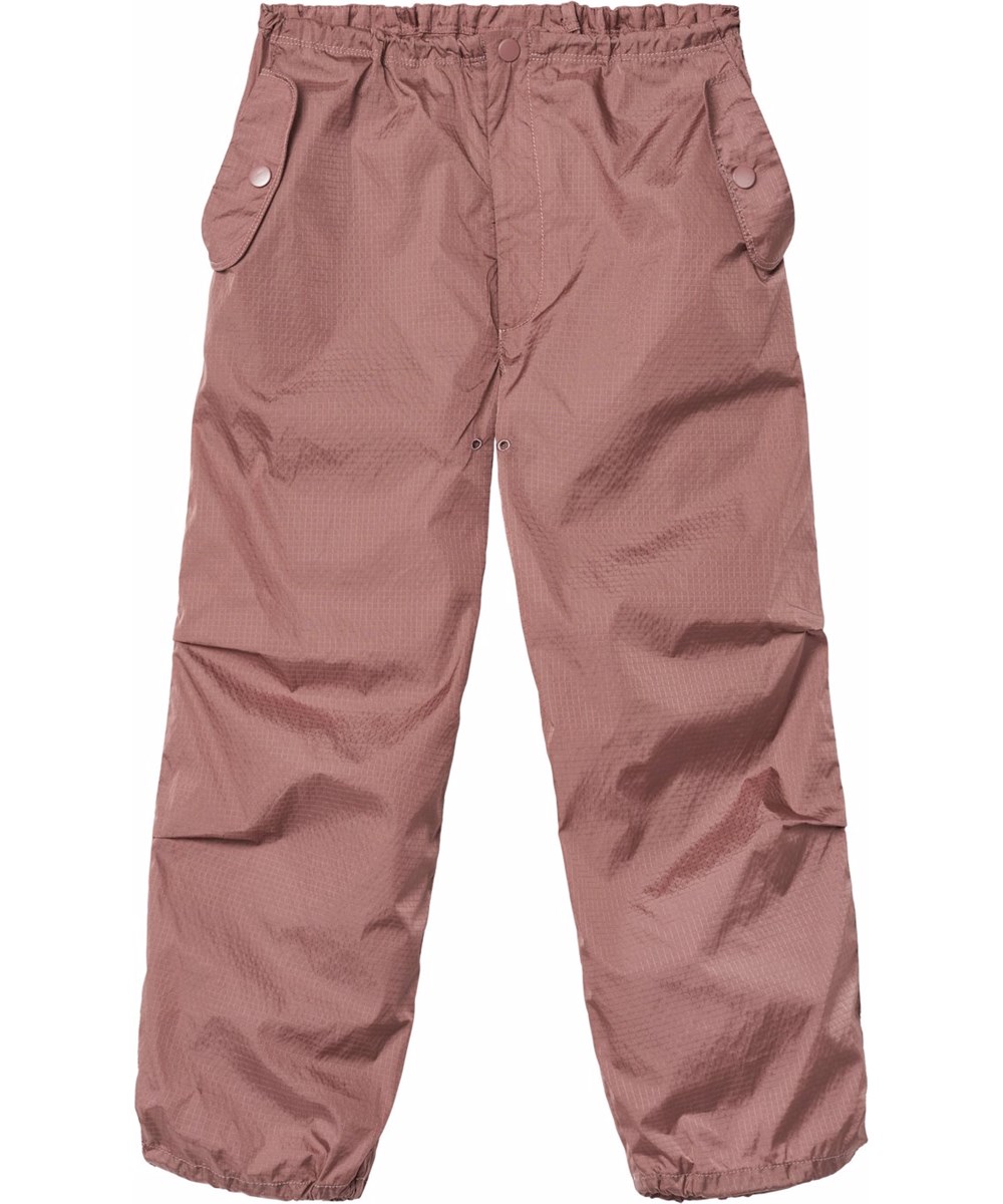 Alaina - Tulip - Dark pink sporty nylon pants for children.