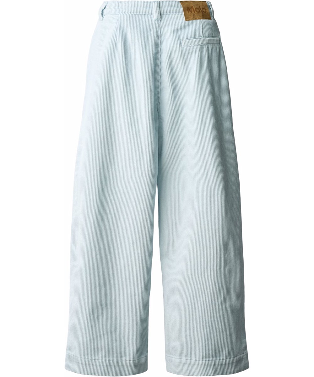 Alaine - Blue Moon - Light blue pants for children made of soft cotton velvet in a loose fit.