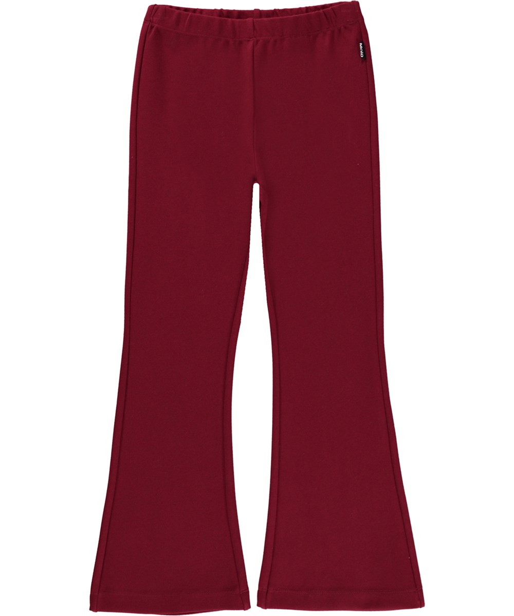 Alba - Velvety - Dark red trousers with a slight flare 