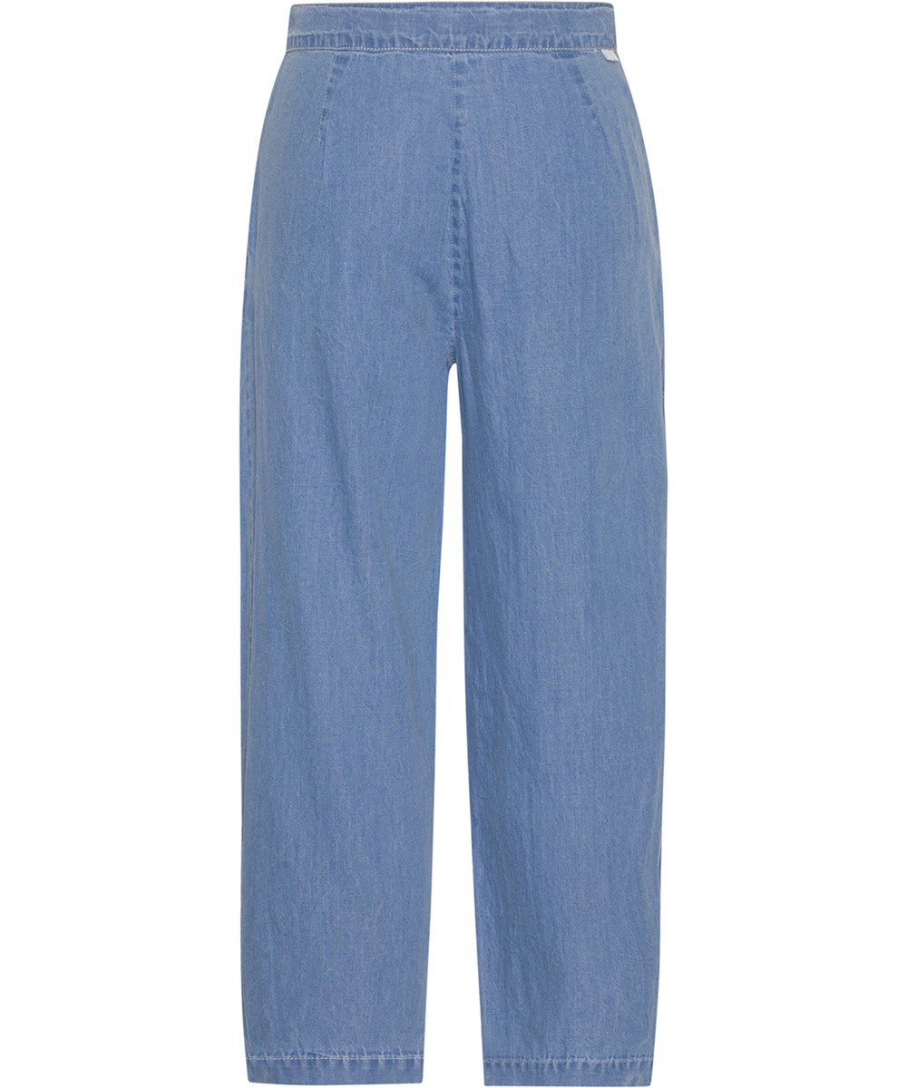 Aleen - Light Chambrey - Blue organic trousers with pleats