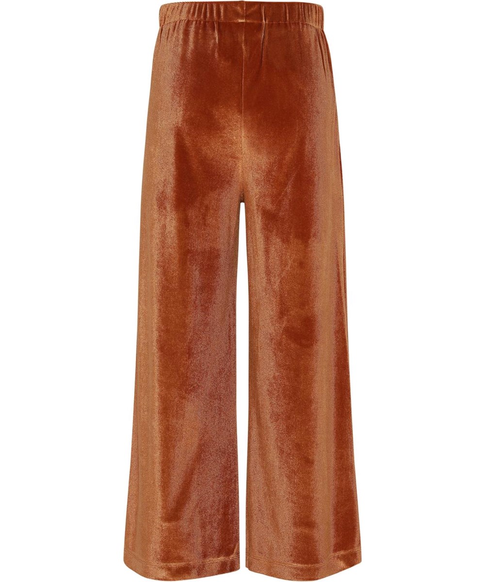 Alfa - Burnt Brick - Loose brown velour trousers