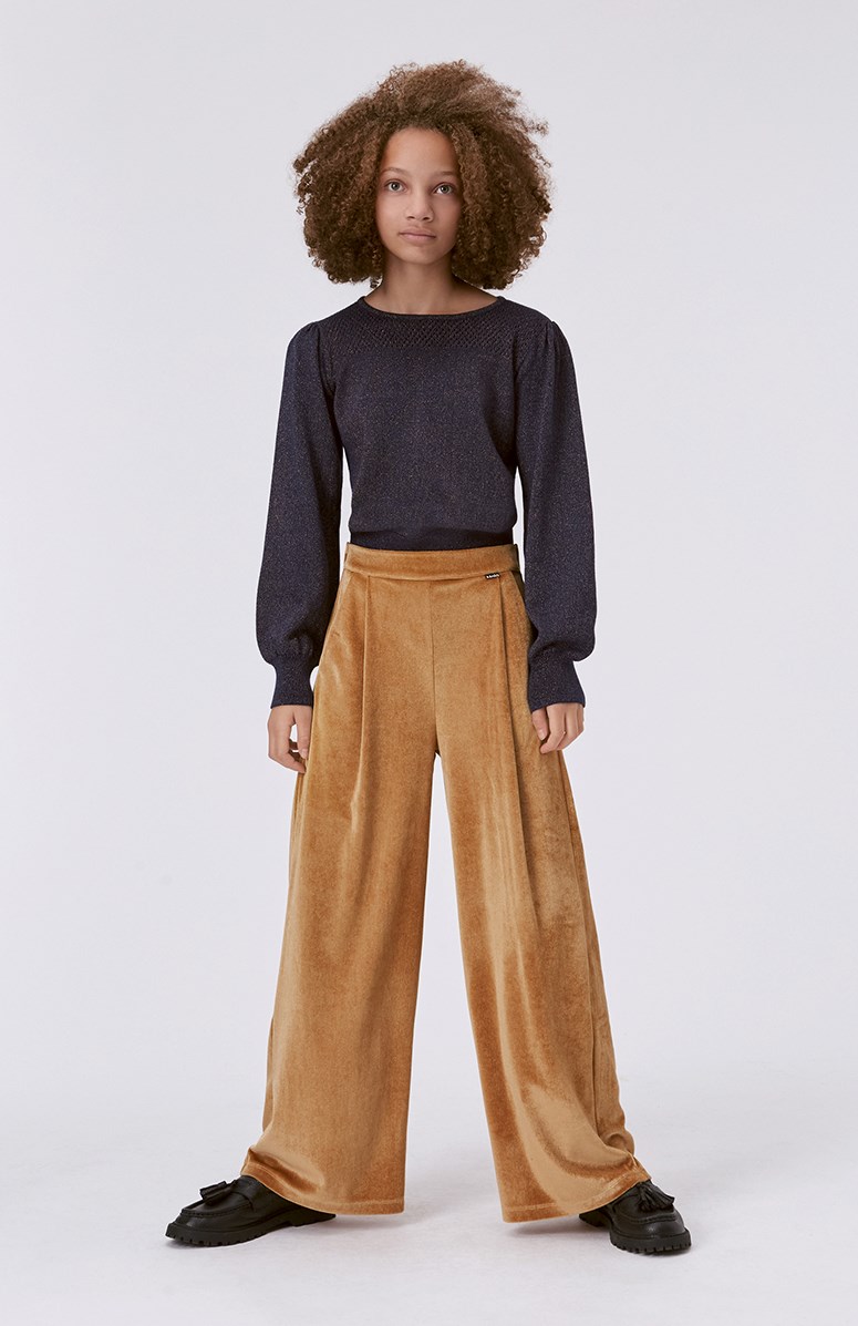 Alfa - Rosie Sand - Gold wide leg trousers