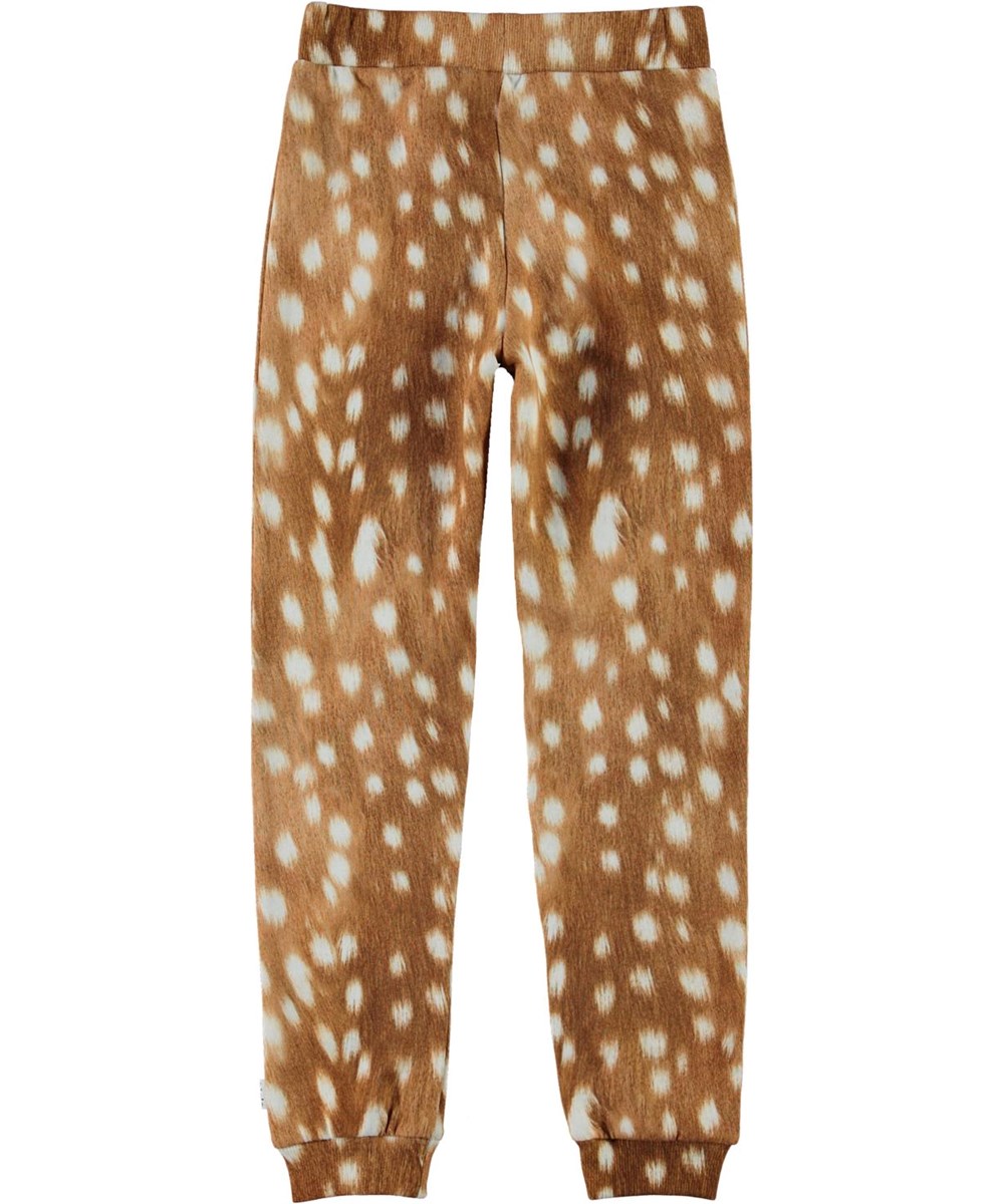 Alfrida - Fawn AOP - Brown organic sweatpants with white spots