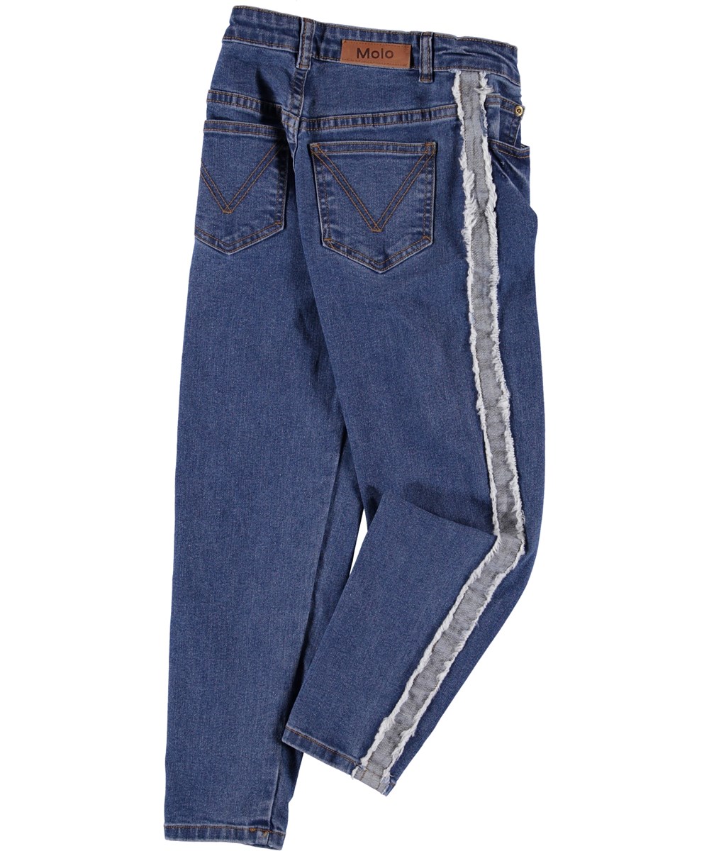 Allis - Suttle Stone Blue - Roomy blue jeans with fringe 