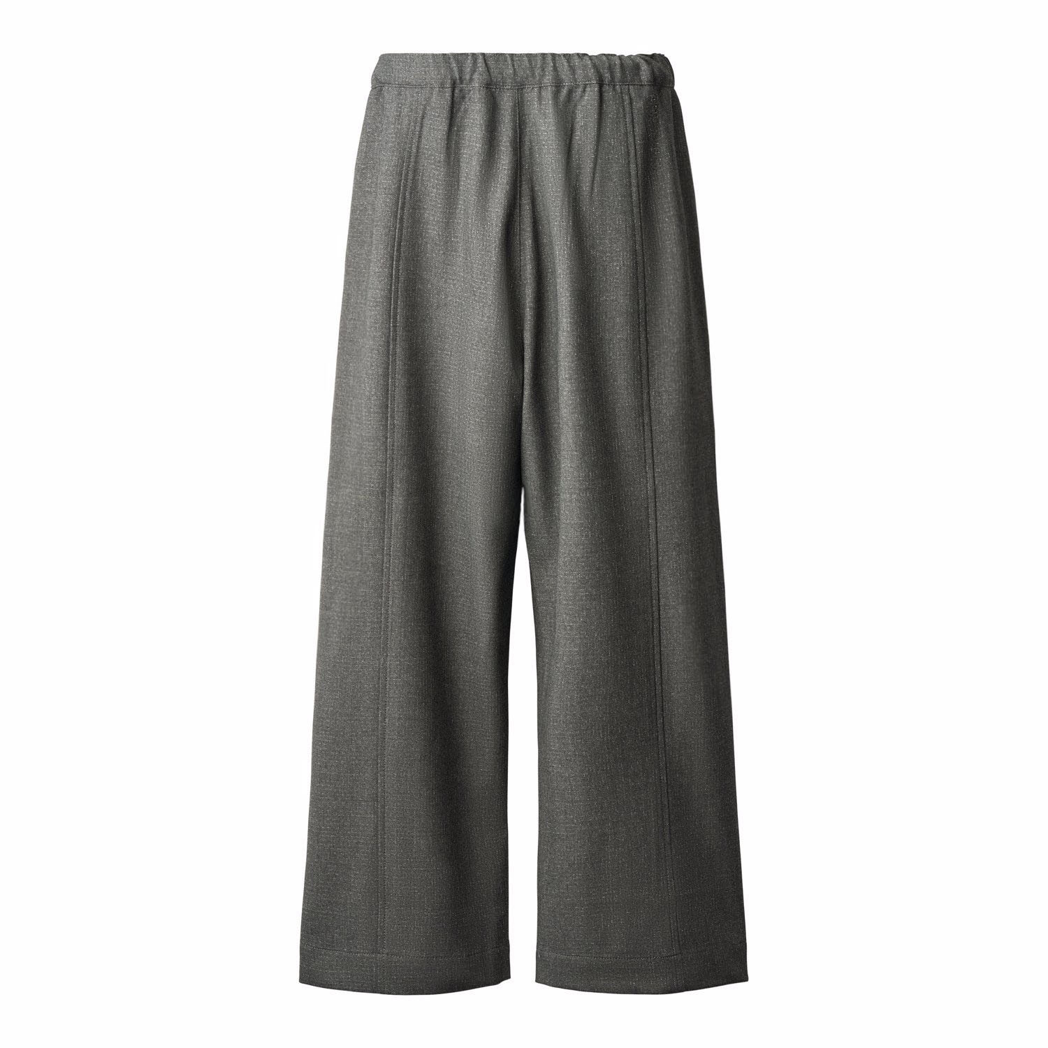 Alvina - Grey Silver Check - Grey flannel pants for children