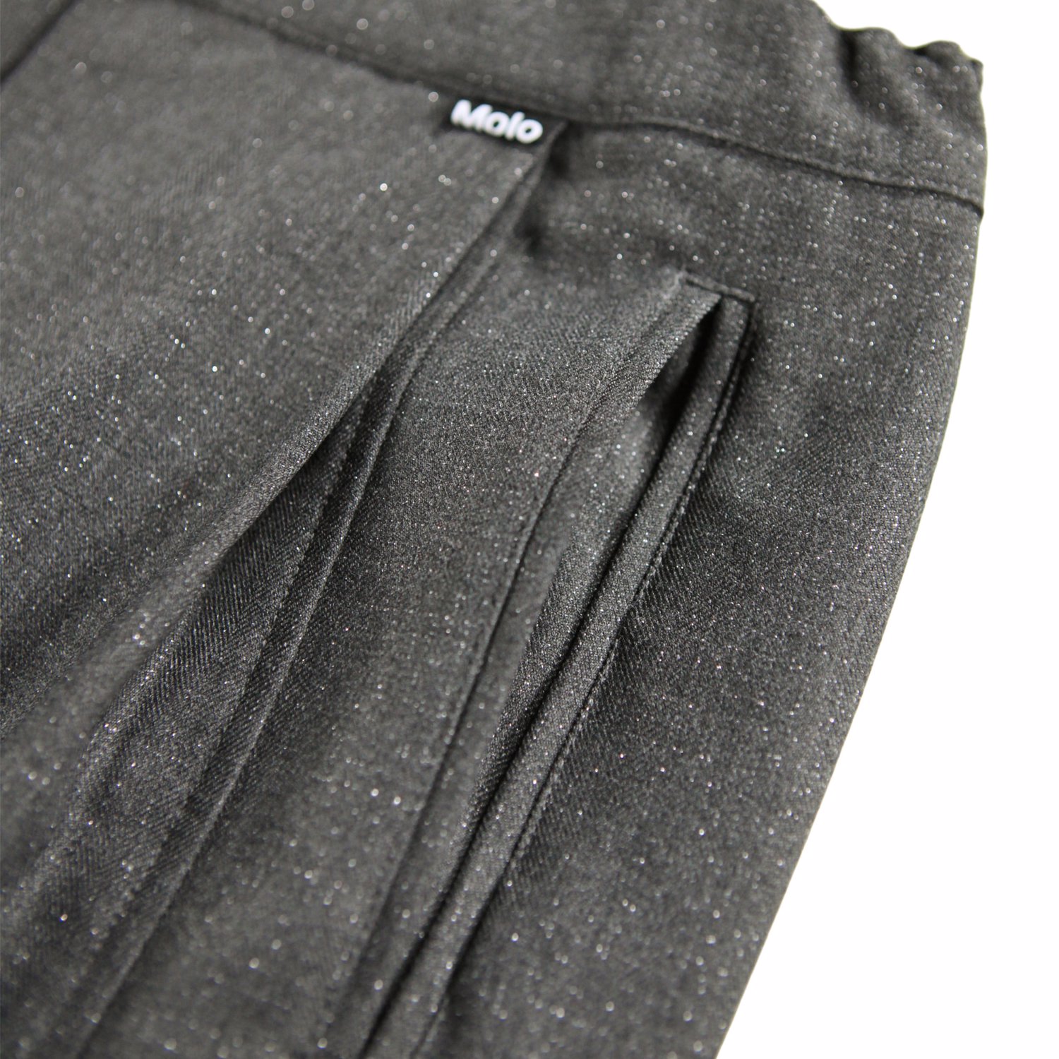 Alvina - Grey Silver Check - Grey flannel pants for children with