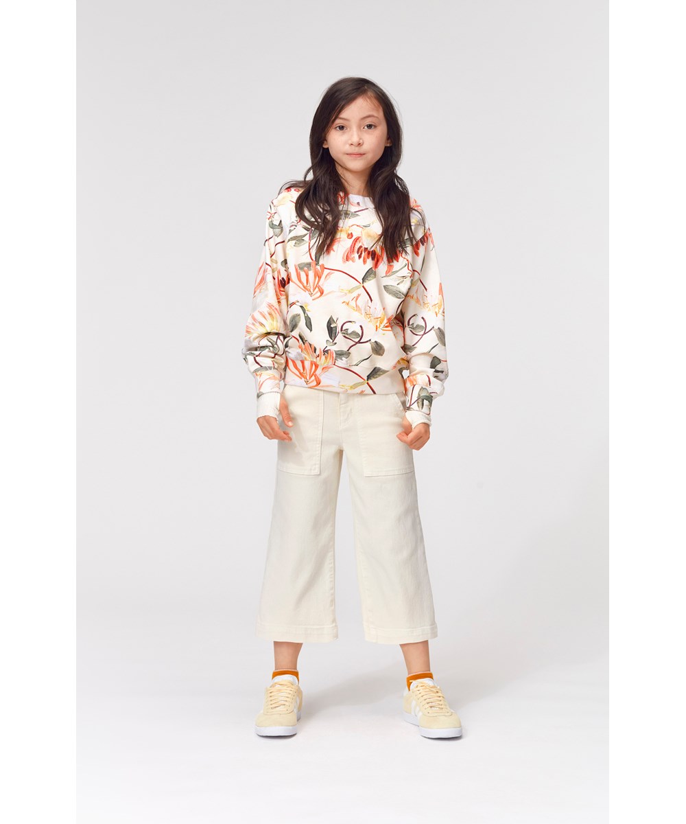 Alyna - Pearled Ivory - White wide trousers with large pockets