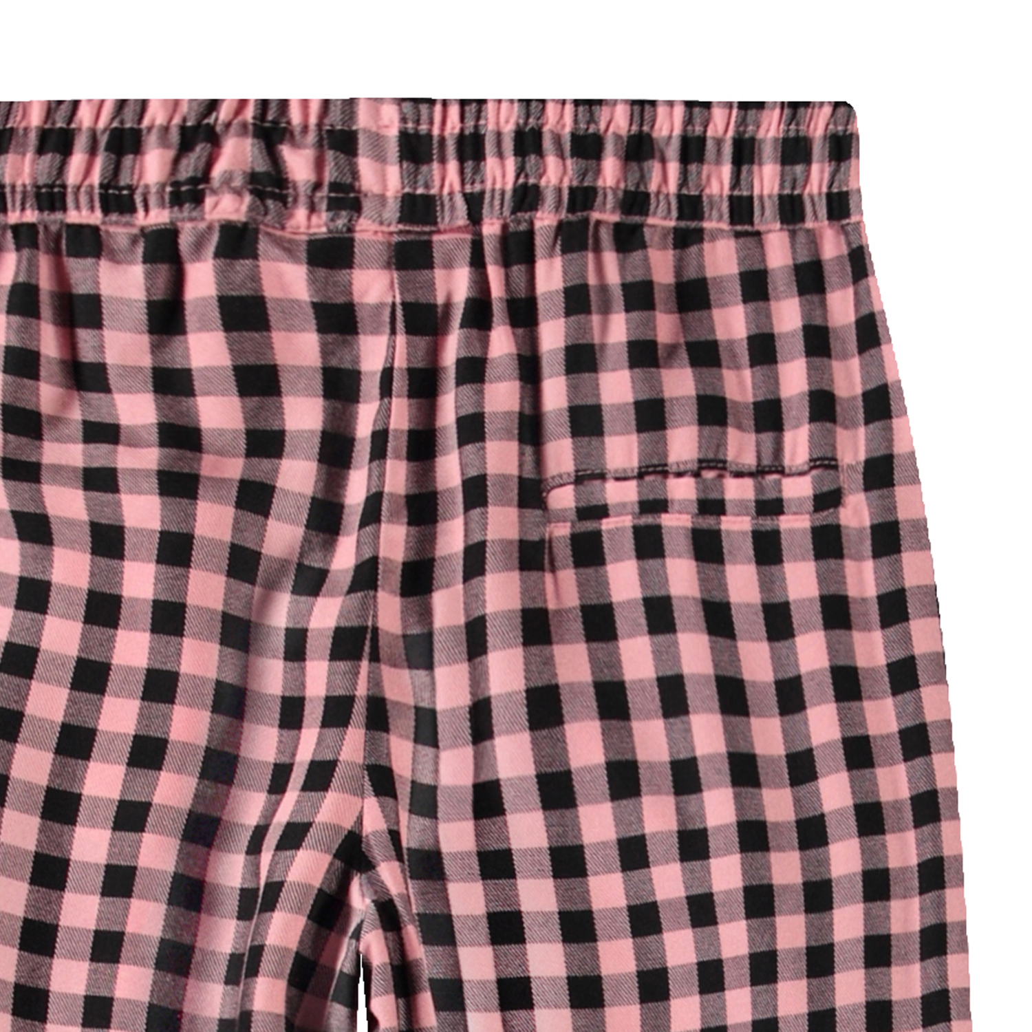 【PORTERNA】Miho Color Matching Trousers Ami - Rose Ginham - Black and pink checkered trousers for