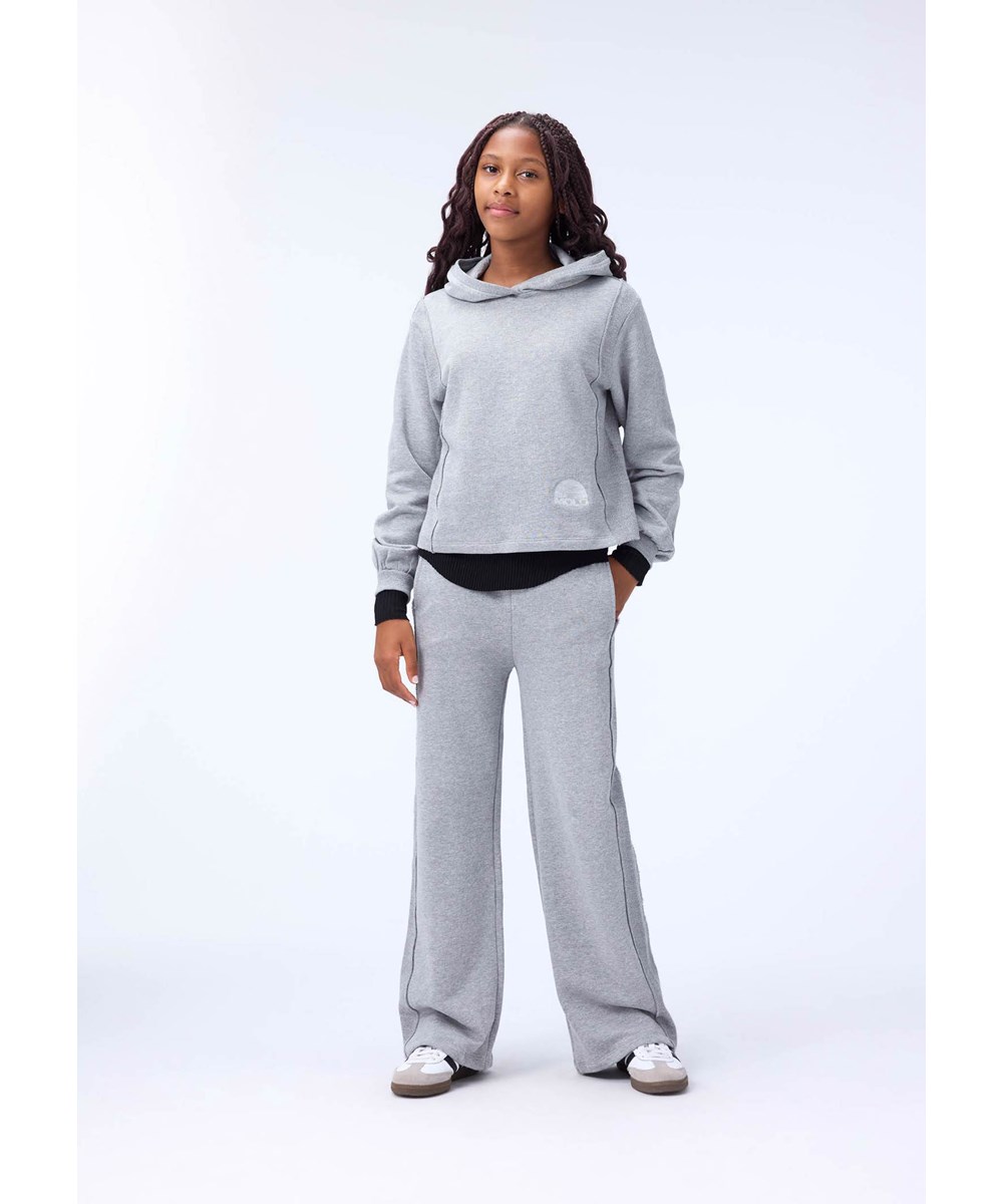Amlia - Grey Melange - Grey sweatpants for children made of organic cotton.