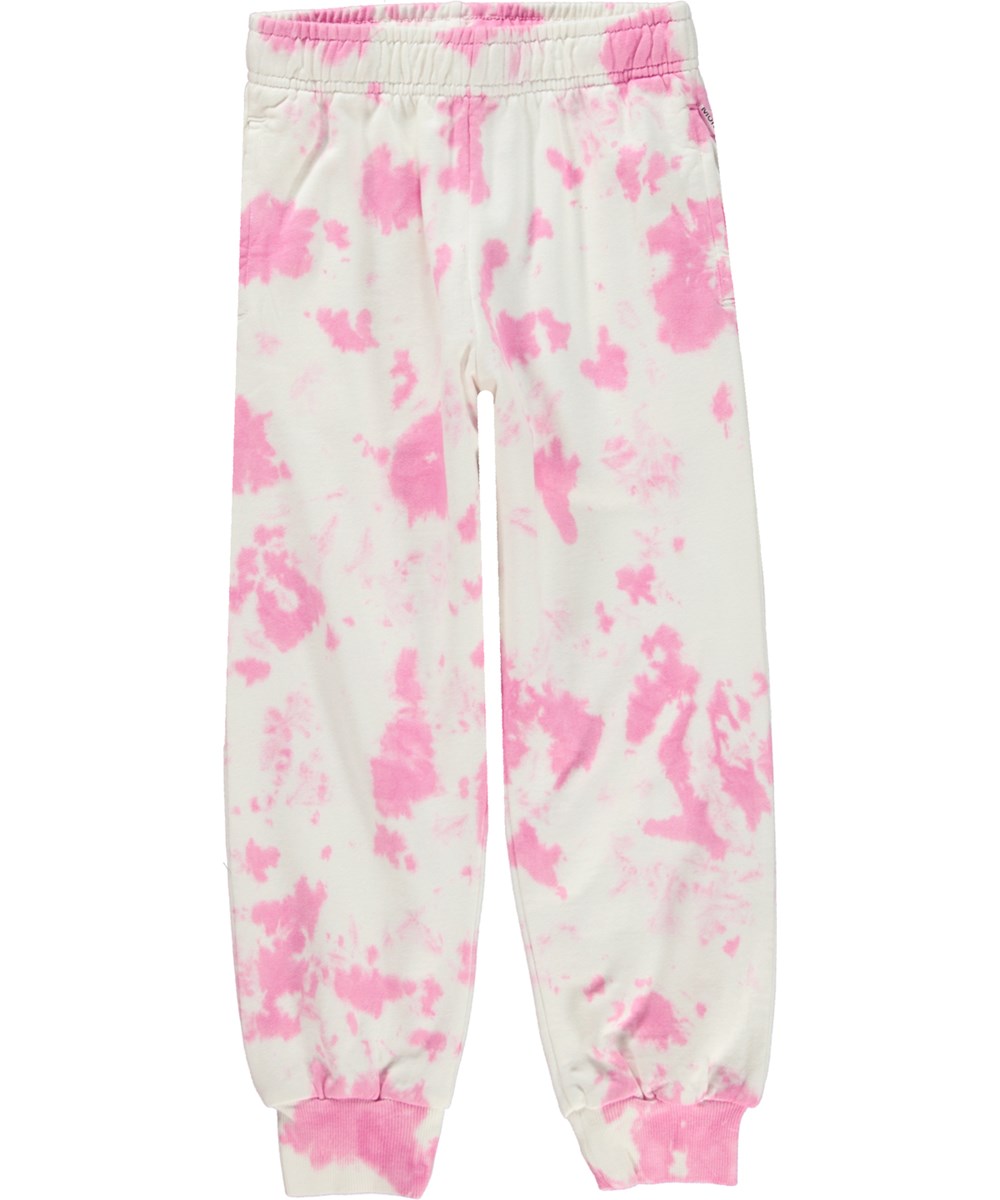 Anastasia - Pink Tie Dye - Organic jogging trousers in white and pink tie-dye