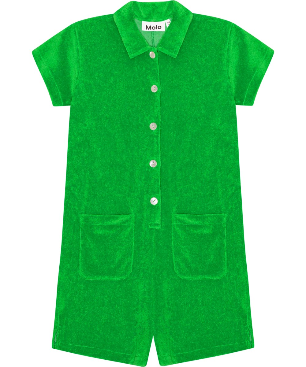 Angelique - Classic Green - Green, short jumpsuit in terry 