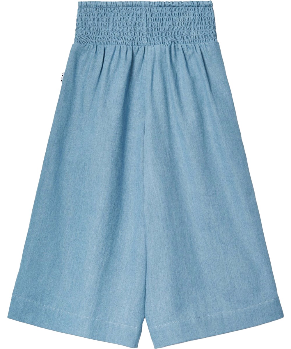 Ania - Sky Indigo - Wide-leg pants in organic cotton for children.