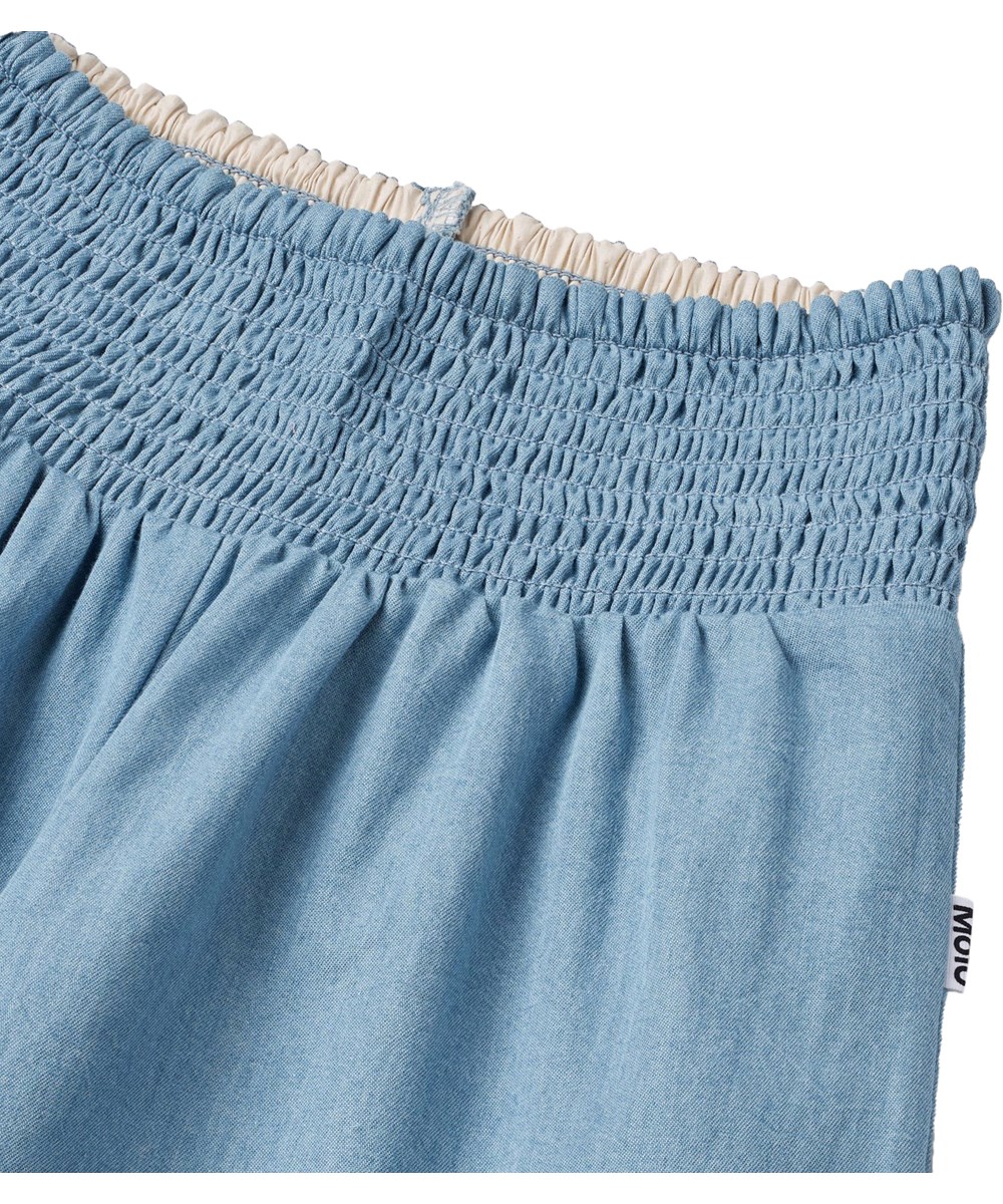 Ania - Sky Indigo - Wide-leg pants in organic cotton for children.