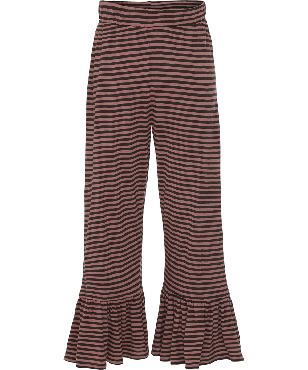 Anis - Rose Black Stribe - Striped trousers with ruffle