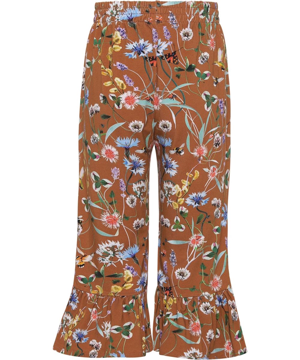 Anis - Wildflowers - Brown organic trousers with flowers