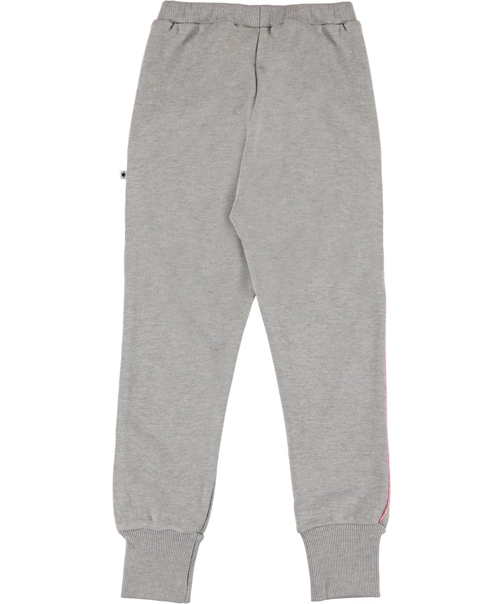 Anja - Grey Melange - Grey trousers with rib 