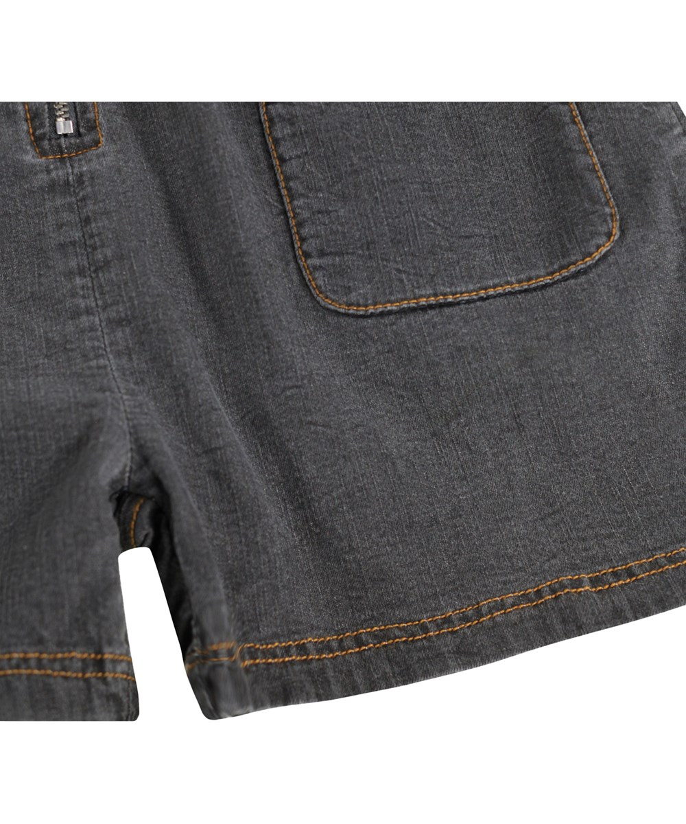 Ann - Washed Grey - Grey short-sleeved cotton jumpsuit for children