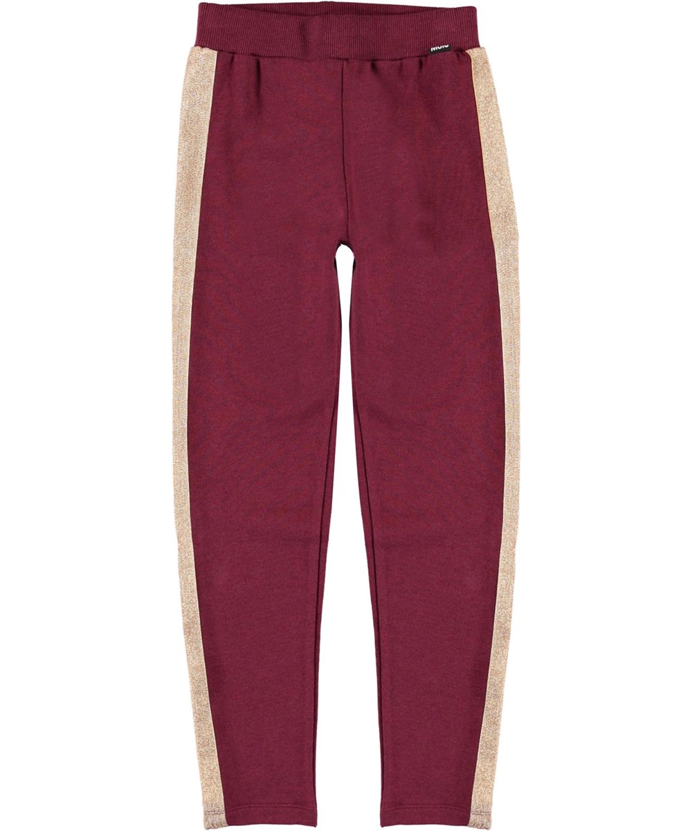 Antonia - Sumak - Dark red sweatpants with gold stripes