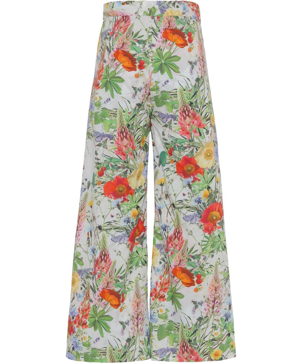 Aretha - Meadow - Organic wrap-around trousers with wildflowers