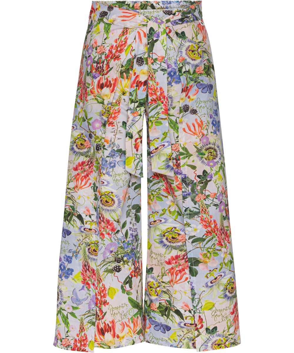 Aretha - Passion For Life - Organic, small floral wrap around trousers