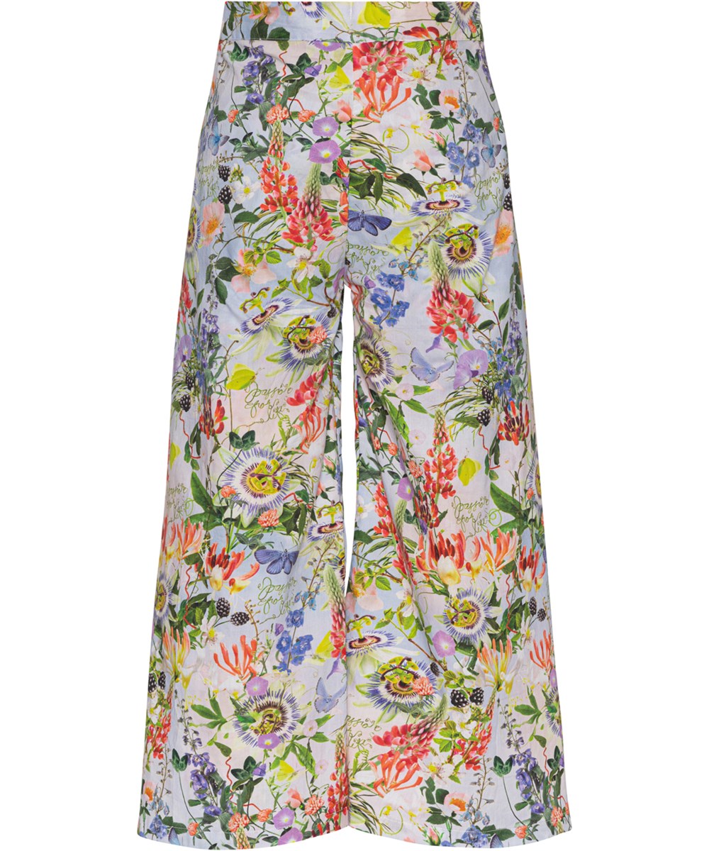 Aretha - Passion For Life - Organic, small floral wrap around trousers