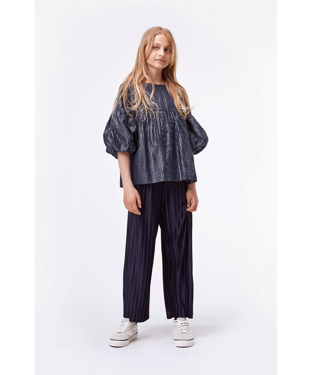 Arlene - Total Eclipse - Dark blue pleated trousers