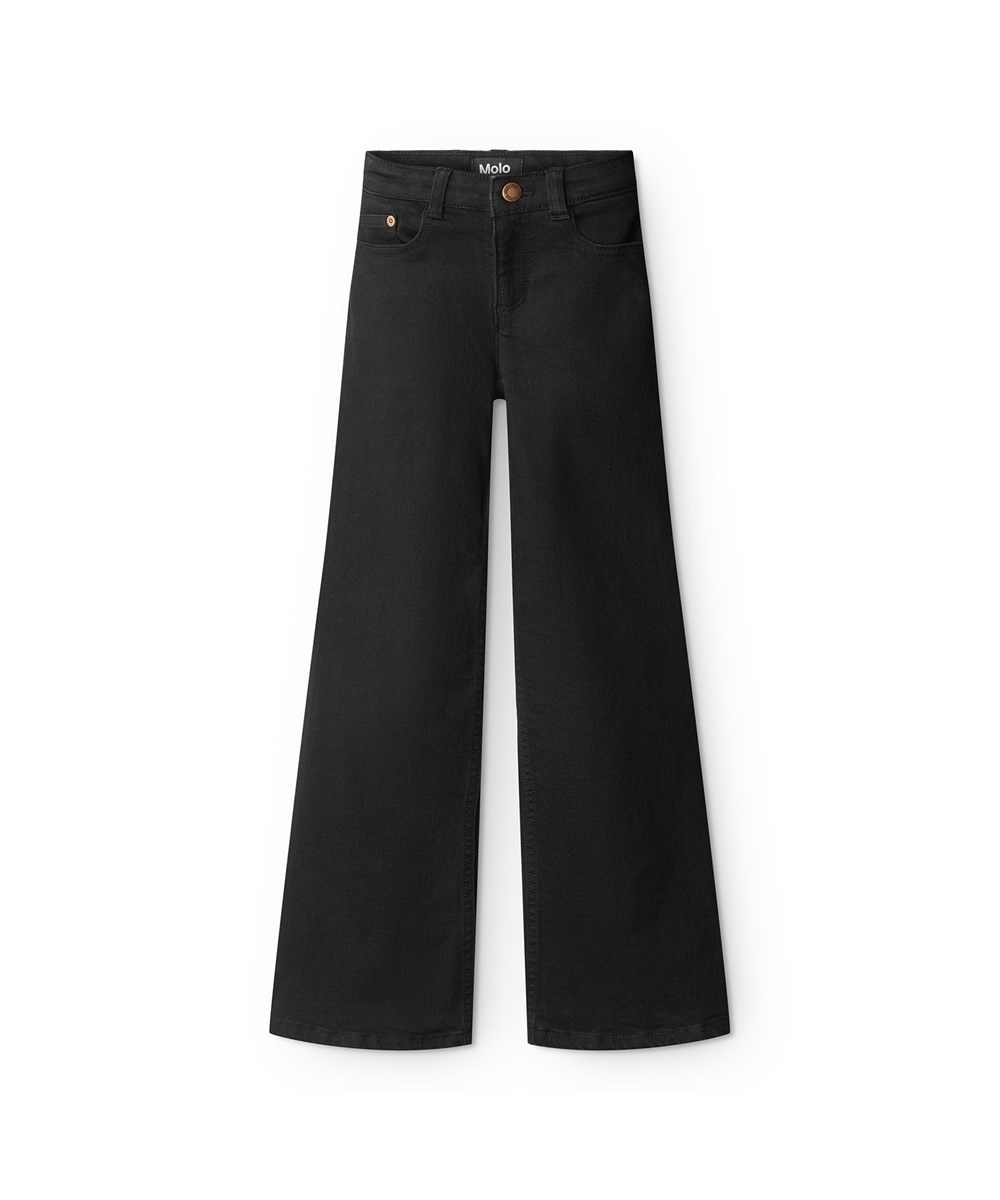 Asta - Black - Black jeans in organic cotton with stretch for children.