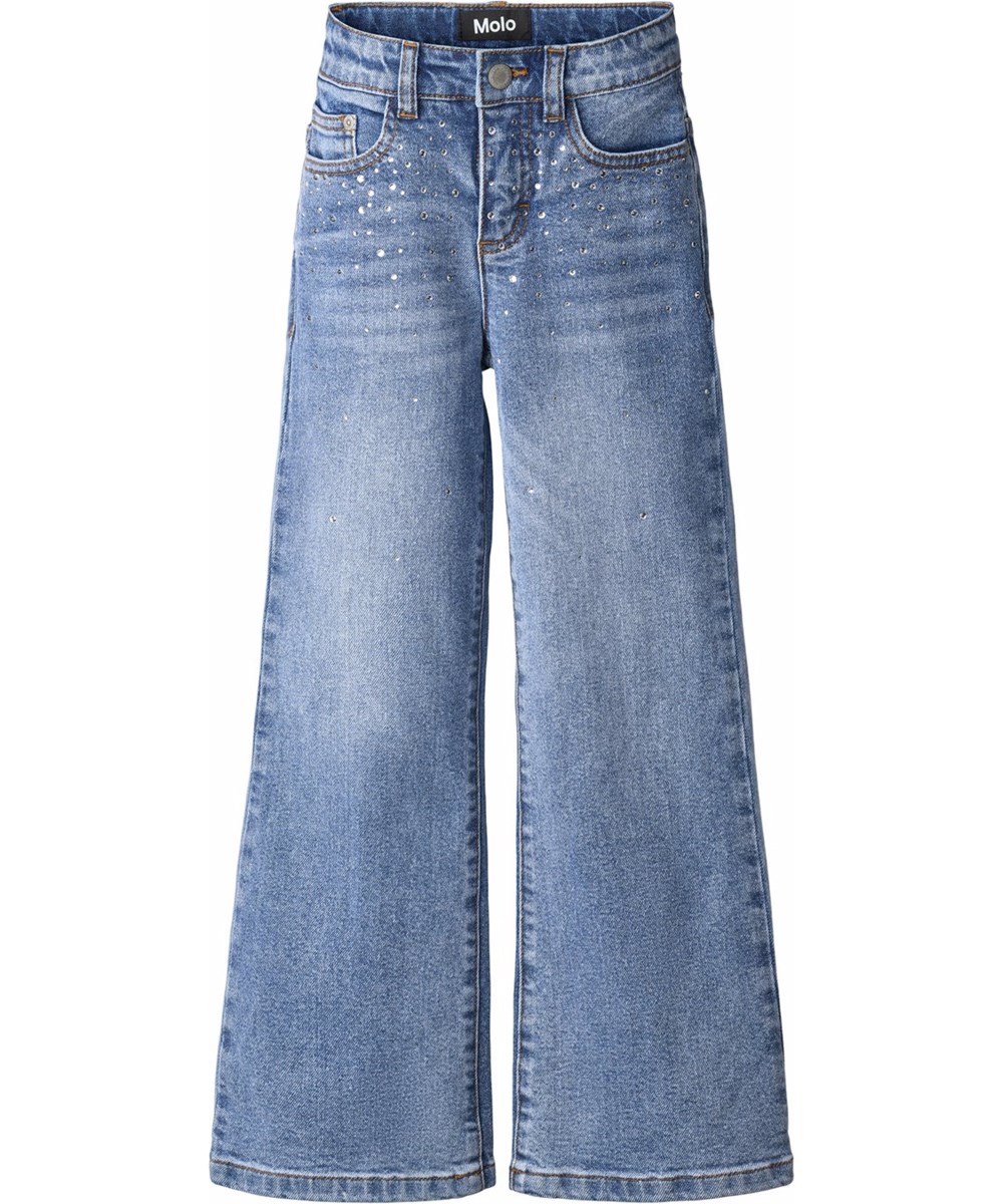 Asta - Rhinestone Denim - Blue jeans for children made of organic cotton with rhinestones.