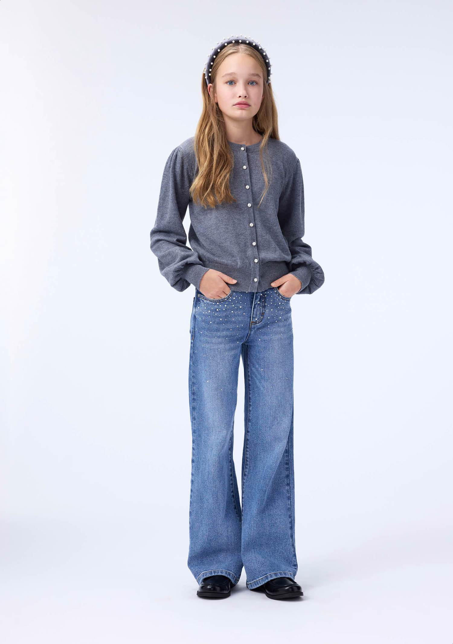 【BAON】Minconi Star Printed Denim Pants XPT150] Stars Rhinestone Studded Cargo Jeans – Vibrant miu