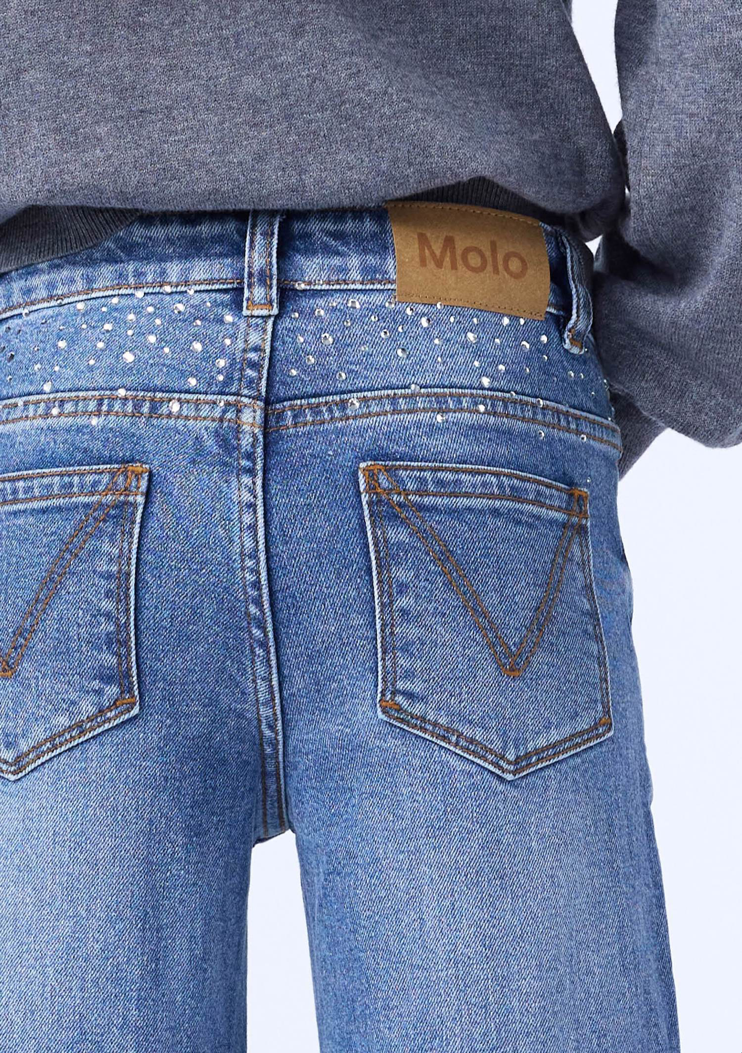 【BAON】Minconi Star Printed Denim Pants Asta - Rhinestone Denim - Blue jeans for children made of