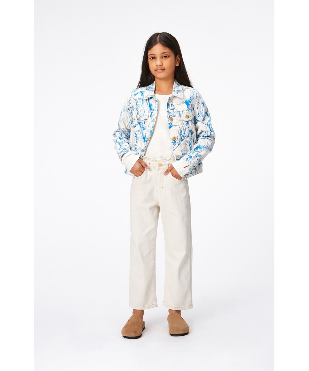 Astrid - Sea Shell - Off-white jeans with gold details
