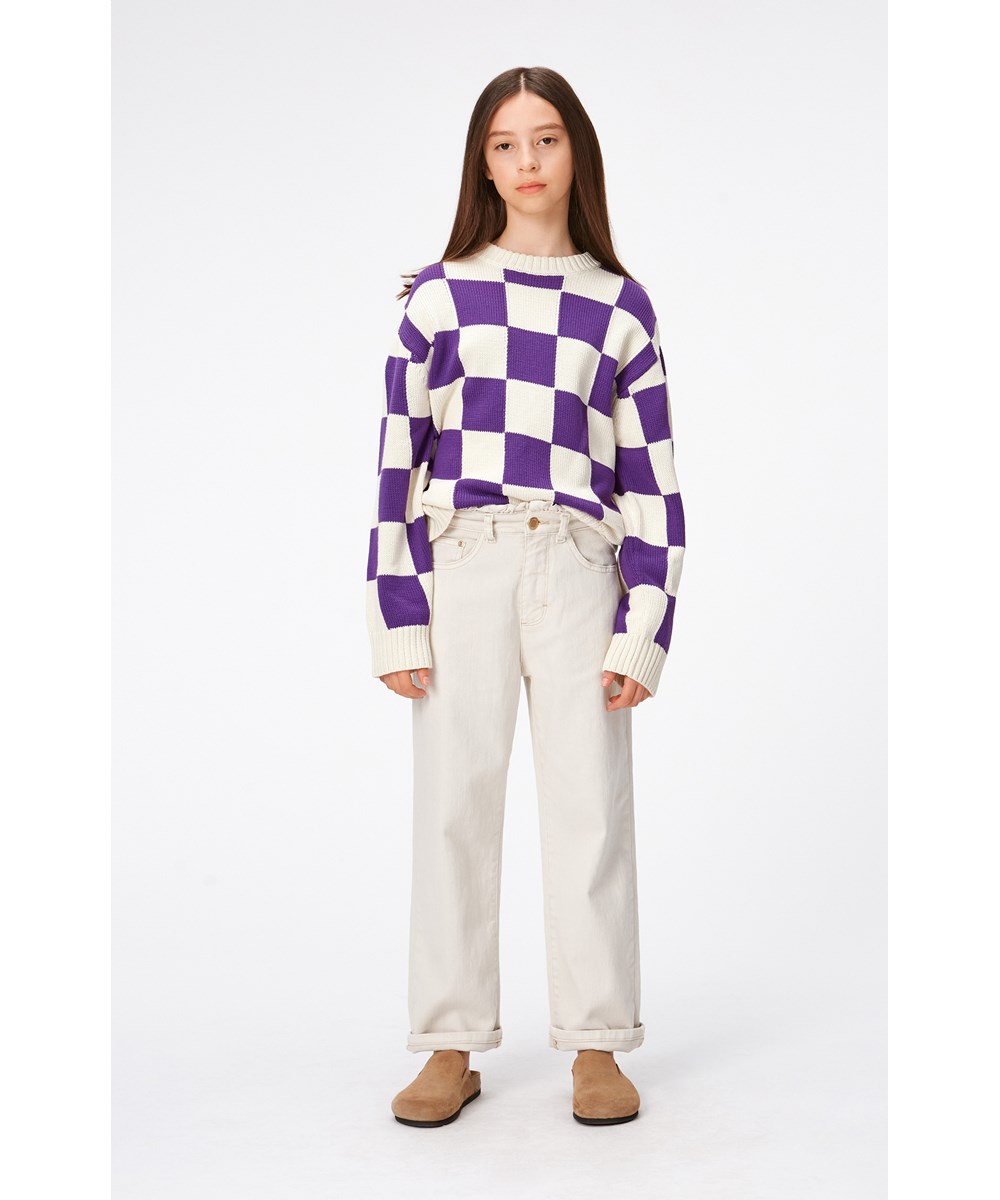 Astrid - Sea Shell - Off-white jeans with gold details