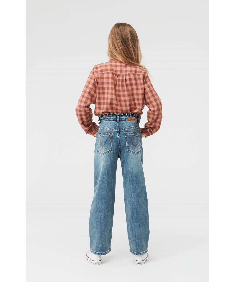 Astrid - Tinted Blue - Blue high waisted jeans with pleated edge