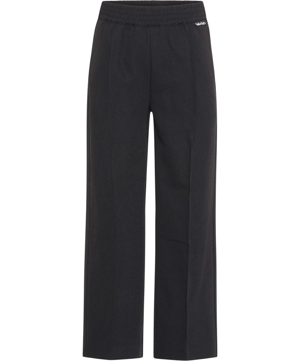 Atla - Black - Loose, black trousers with elastic waist