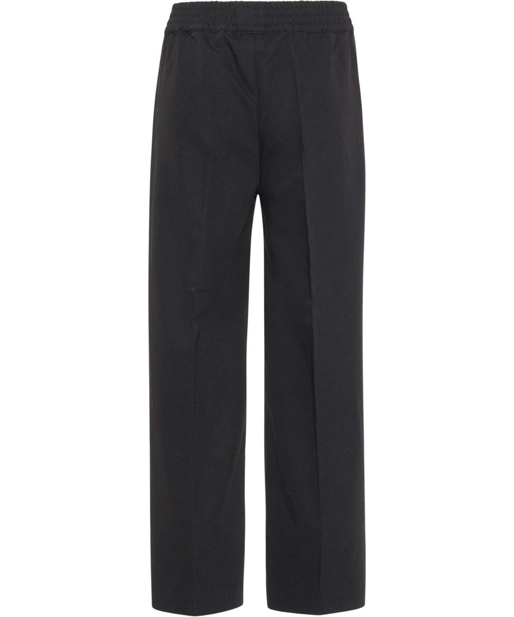 Atla - Black - Loose, black trousers with elastic waist
